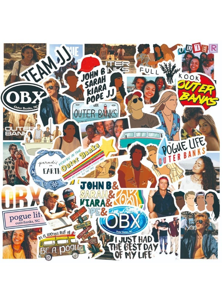 NIBEMINENT 50 Pcs Outer Banks Stickers Deco Kit Waterproof Stickers, High Definition Printing Bright Colors, Suitable for Laptop Skateboard Luggage Water Bottle Guitar DIY - Image 1