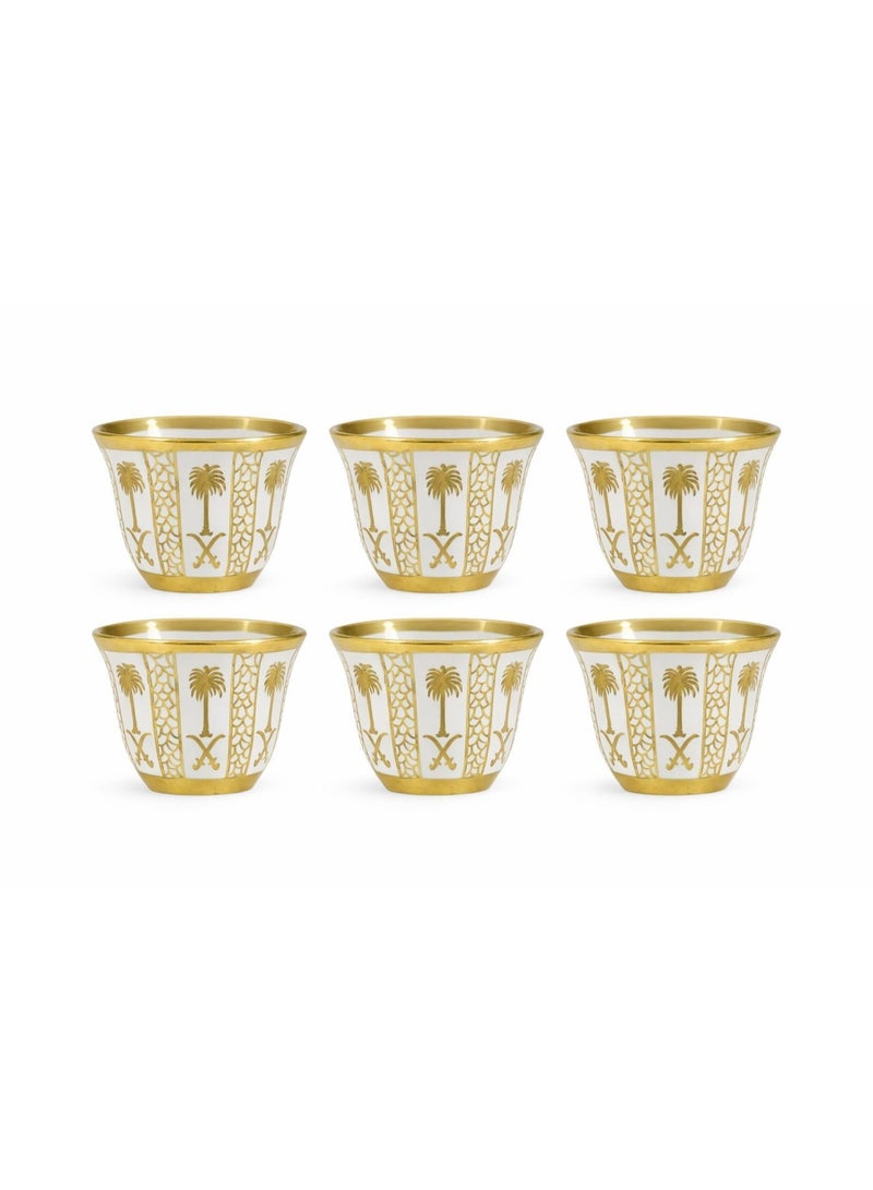 طقم فناجين قهوة عربية باللون الذهبي حجم كبير بتصميم تراثي فاخر للضيافة والمجالس - Image 3