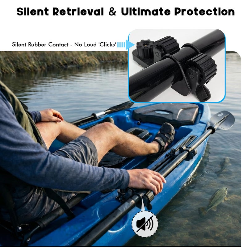 EDSRDPLT 1006 Kayak Paddle Holder Track Mount, Kayak Accessories to Save Track Space & Secure Paddle, 2-Layer Grip for Slim Gear, Fits 0.8â€“1.3â€ Shafts, Paddle, Fishing Net & Rod Holder - Image 5