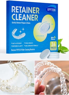 APPTRIN 36pcs Retainer Cleaner Tablets Denture Cleaning Tablets for Dental Appliances and Night Mouth Guard Cleanser Removes Odors Stains Plaque  - Image 1