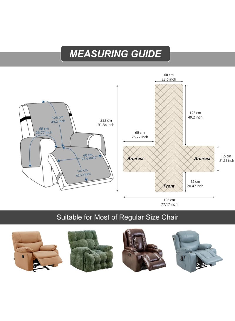 عربست غطاء كرسي استرخاء مقاوم للماء بنسبة 100%، أغطية كراسي استرخاء، غطاء أريكة استرخاء من القماش غير قابل للانزلاق لغرفة المعيشة، لحماية الحيوانات الأليفة والأطفال، قابل للغسل (لون قهوة، كرسي استرخاء 23.6 بوصة) - Image 3