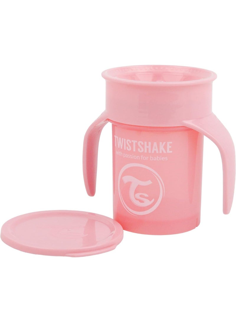 TWISTSHAKE TWISTSHAKE 360 Sippy Cups - Premium 230ml Baby Sippy Cups for Mess-Free Independent Drinking (Pastel Pink) - Image 1