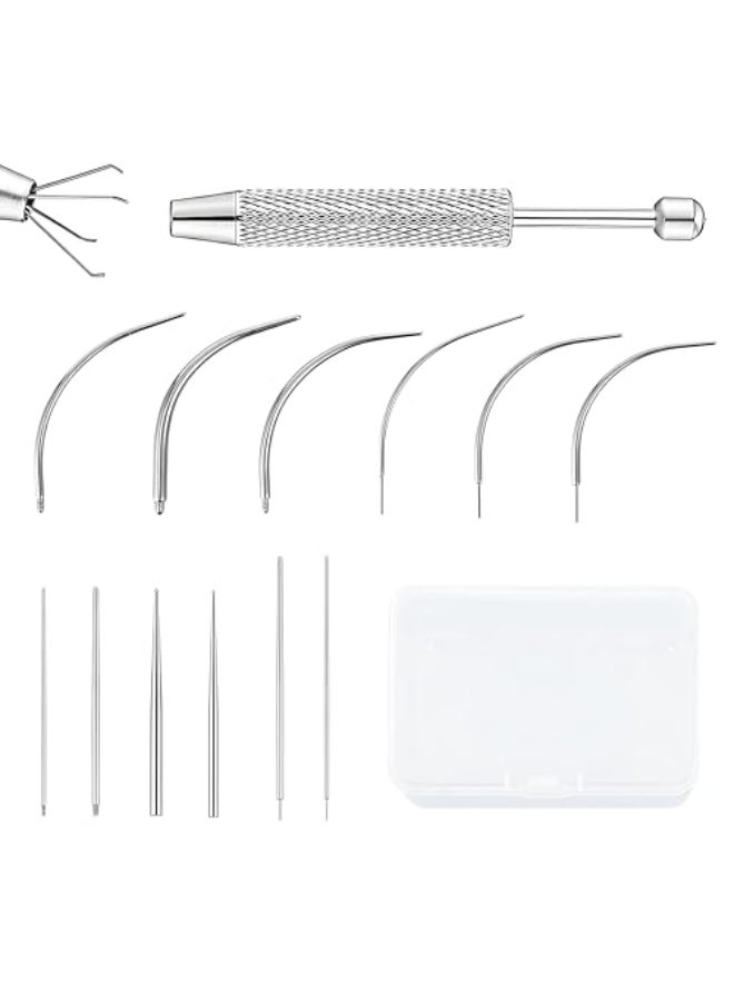 DOSAKEIKO 12 PCS Piercing Taper Tool Set Professional Stainless Steel Piercing Tools for Changing Jewelry Includes 14G16G18G20G Straight and Curved Needles Suitable for EarNoseLipEyebrowTongueNavel - Image 1