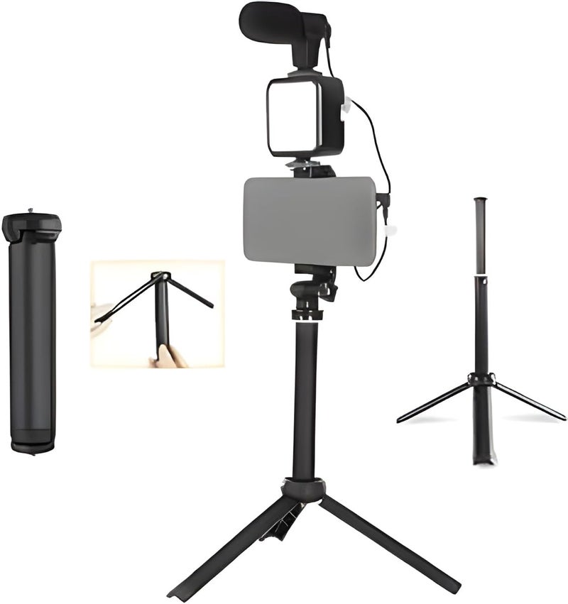 Next Store PK-772 Selfie Stick Tripod, Professional Live Video Recording and Photography Kit – Adjustable with Phone Holder and Built-in Light