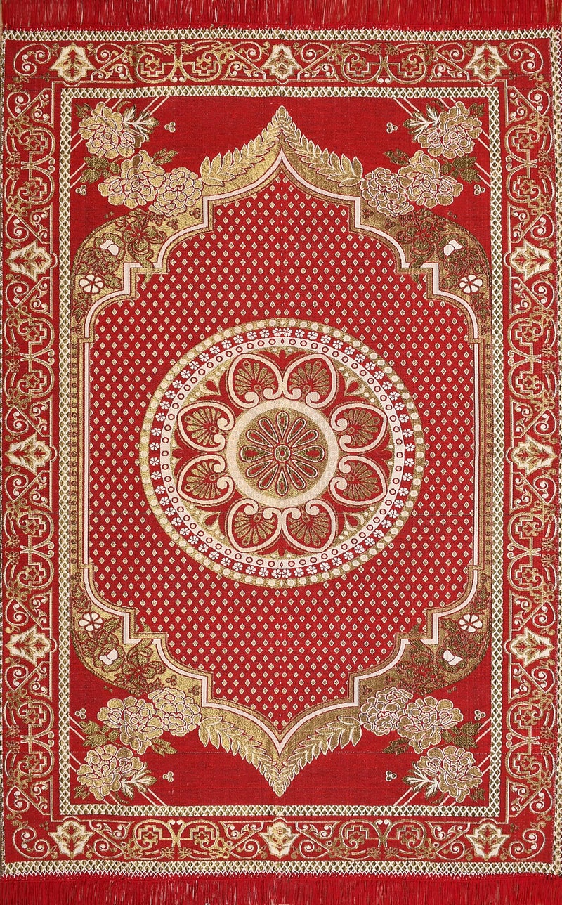 Purav Light Home Decor Cotton Carpets for Living Room 5x7 feet Multi-Use Flower Design Carpet Mats (Maroon Colour) - Image 3