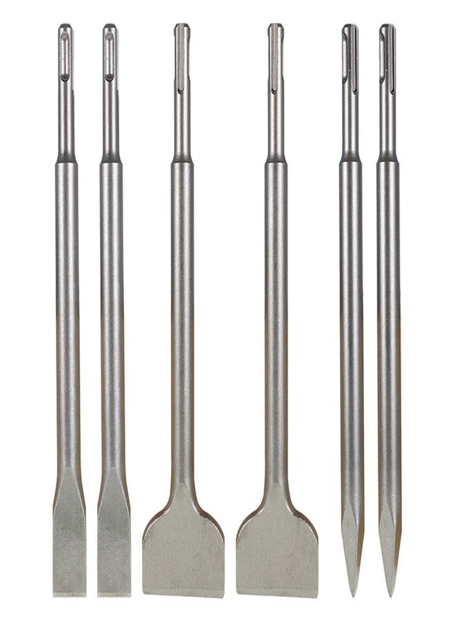 TINVHY 6-Pack SDS Plus Chisel Set, 40Cr Steel Concrete Drill Bit Set Rotary Hammer Bits Chisel Set Including Point Chisel, 20mm Flat Chisel, 40mm Flat Chisel - Image 1
