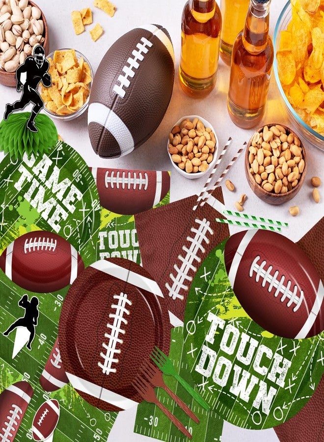 Peghoqu Football Party Decorations Serve 24 Football Party Supplies Includes Paper Plates Napkins,Touchdown Tablecloth,Cups,Banner,Balloon,Forks,Cupcake Topper for Game Time Sport Tailgate Themed Party Decor - Image 4