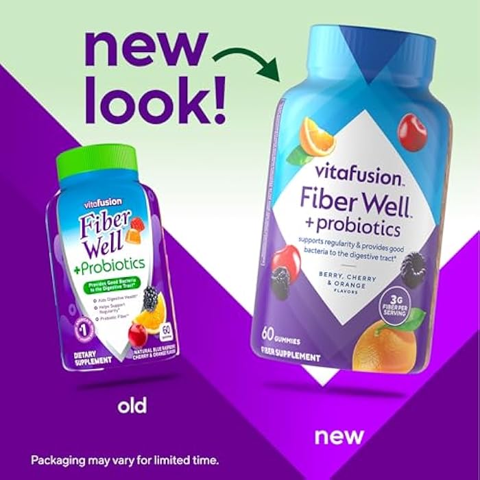 Vitafusion Fiber Well + Probiotics Gummies for Adults – 3g Fiber per Serving for Digestive Health and Probiotics*, 60 Count - Image 2