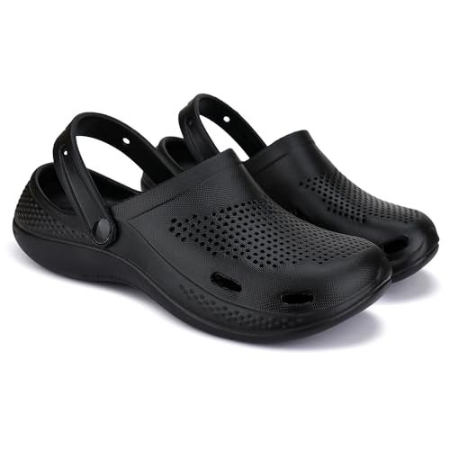 BERSACHE Men Comfortable Stylish Fashionable Clogs (Black), 8 UK - Image 1