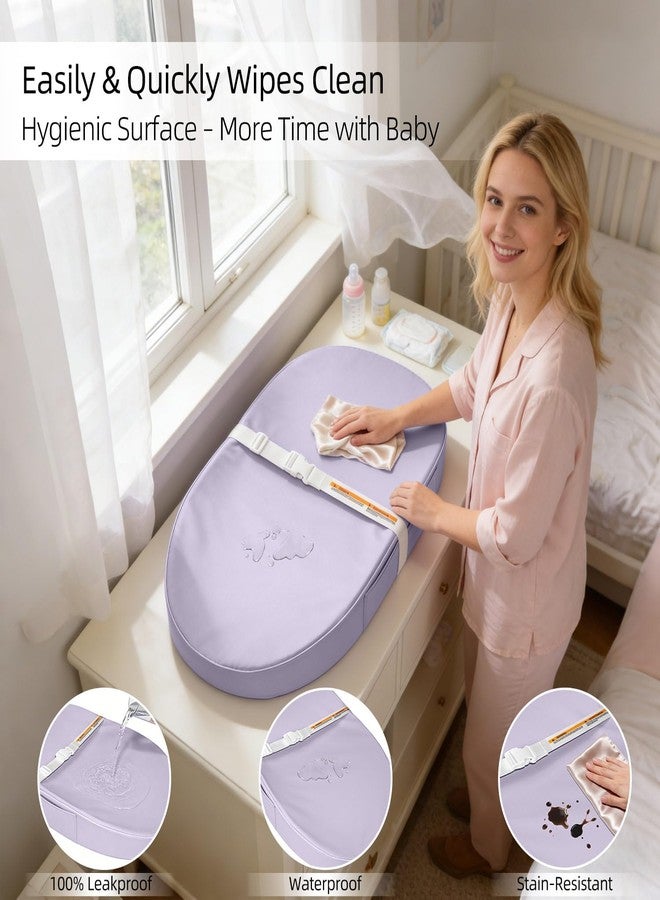 JVEOO Baby Changing Pad, Waterproof Vegan Leather Wipeable Diaper Changing Pad with Safety Strap Non-Slip Changing Mat for Dresser & Table - Image 2