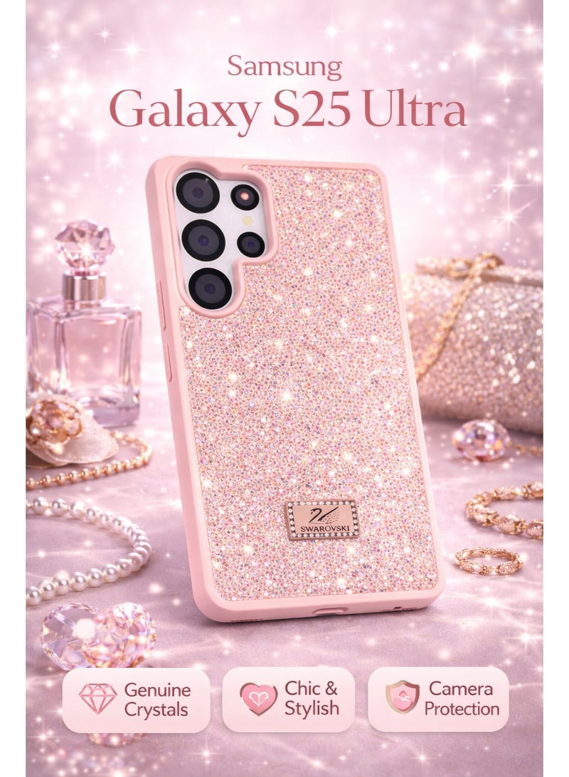 VR CREATIVE Luxury Glitter Diamond Phone Case for Samsung Galaxy S25 Ultra Sparkling Rhinestone Bling Protective Cover - Pink - Image 3