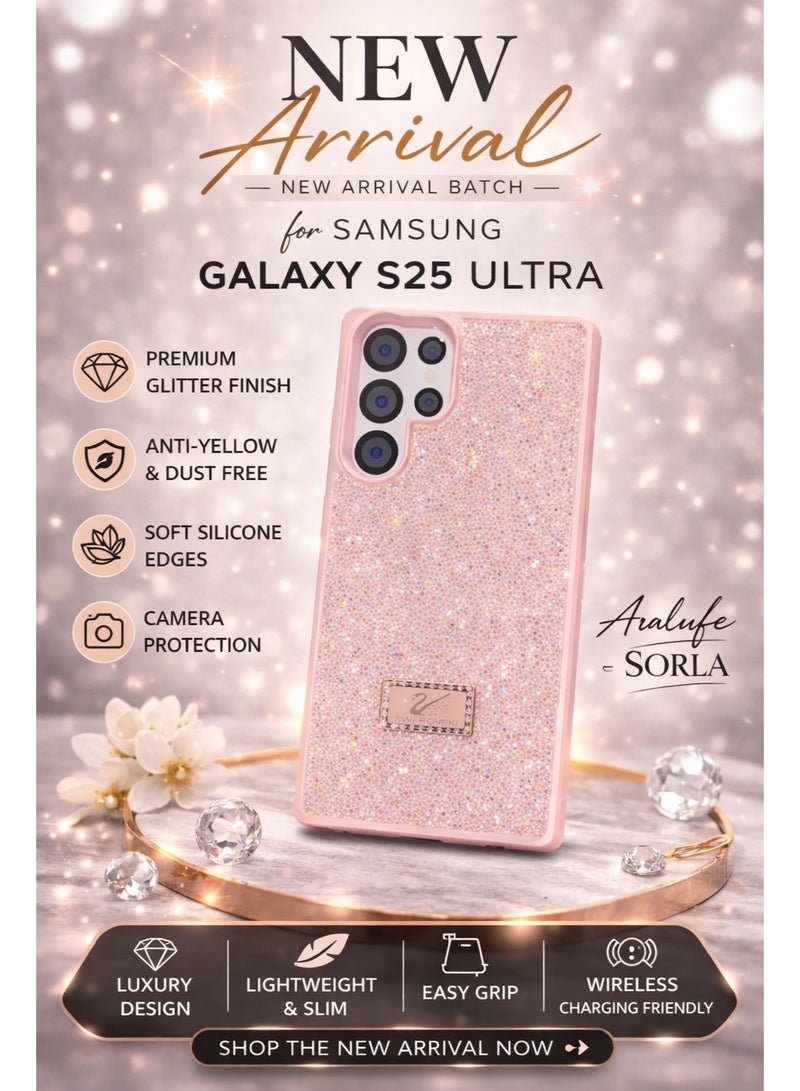 VR CREATIVE Luxury Glitter Diamond Phone Case for Samsung Galaxy S25 Ultra Sparkling Rhinestone Bling Protective Cover - Pink - Image 5