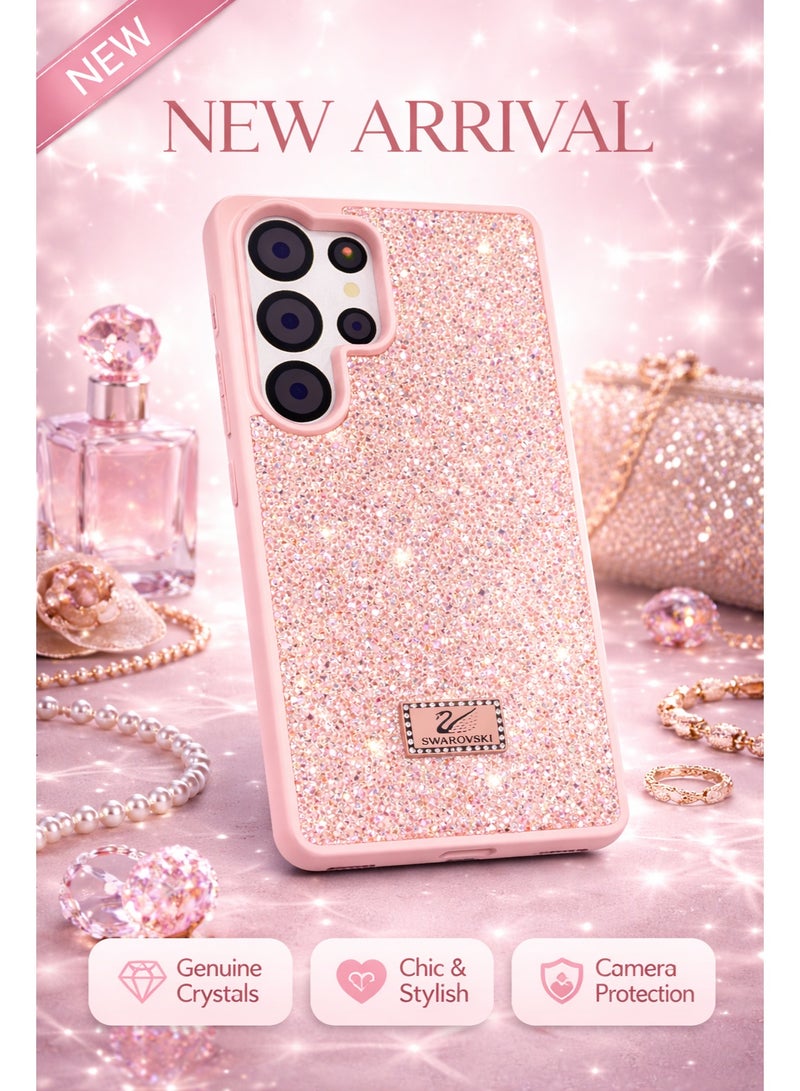 VR CREATIVE Luxury Glitter Diamond Phone Case for Samsung Galaxy S25 Ultra Sparkling Rhinestone Bling Protective Cover - Pink - Image 2