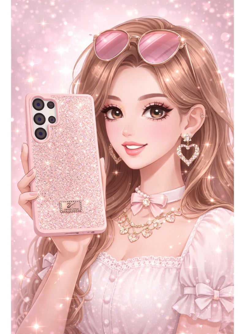 VR CREATIVE Luxury Glitter Diamond Phone Case for Samsung Galaxy S25 Ultra Sparkling Rhinestone Bling Protective Cover - Pink - Image 4