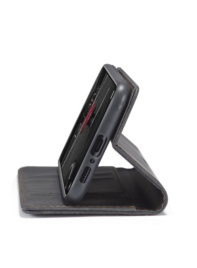 CaseMe Phone Case Luxury PU Leather Design 013 Flip Cover Card Slot Holder Cover For MI 10T/ MI 10T Pro (Black ) - Image 3