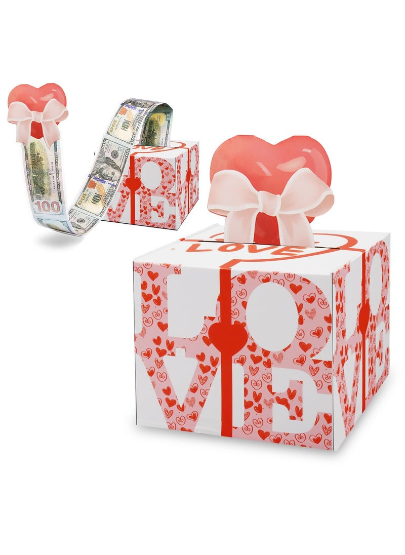 SYOSI Birthday Money Box for Cash Gift, Surprise Pull Money Box with Transparent Bags, Ideal Birthday Gift for Lover, Adults, Family, Mother's Day, Pink  - Image 1