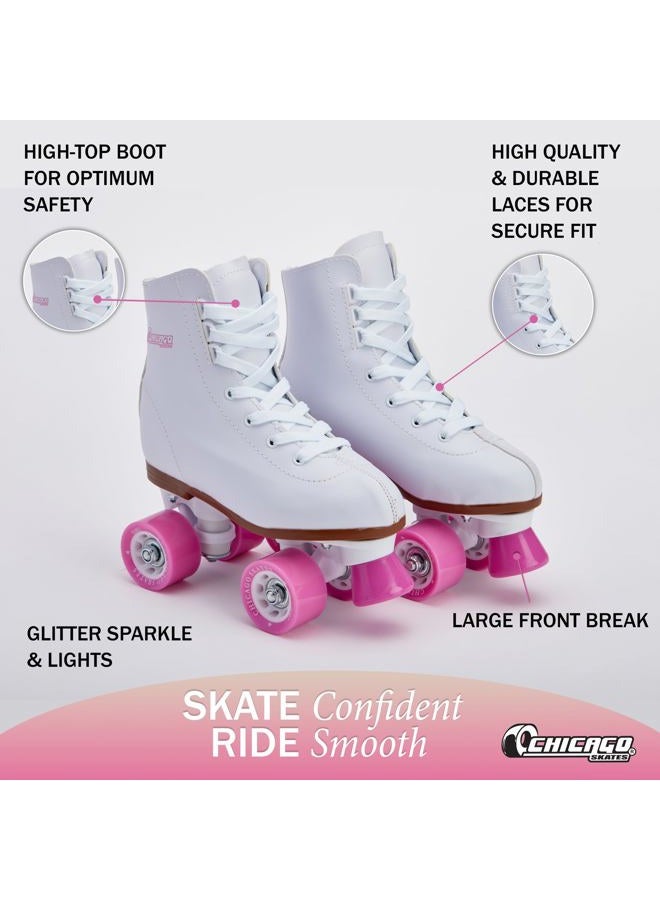 Chicago Skates Chicago Girls Rink Roller Skate - White Youth Quad Skates - Size J12 - Image 4