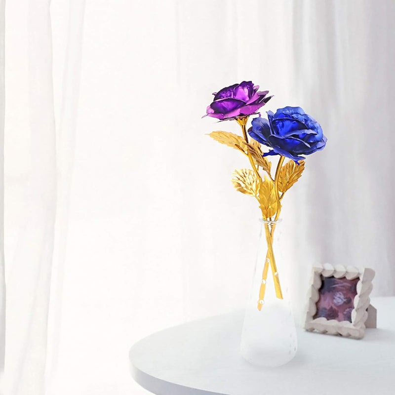 ALLOMN 24K Golden Rose, Artificial Rose Flower Gift for Her with Luxury Gift Box Great Gift Idea for Valentine's Day, Mother's Day, Birthday, Anniversary (Blue) - Image 5