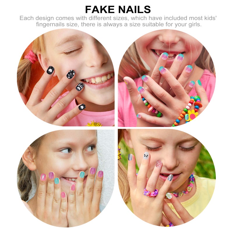 120Pcs Kids Girls Fake Nails Full Cover Short False Fingernails Nail Art Decor - Image 2