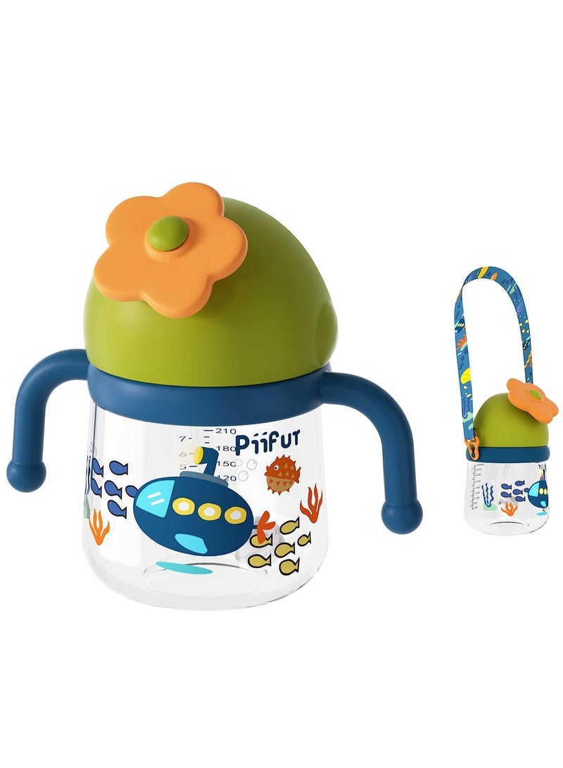 KASTWAVE Weighted Straw Sippy Cup with Strap, Spill Proof Sippy Cups, Trainer Cup for Toddlers, Water Bottle for Baby 6 Months with 2 Type of Spout, 10oz/300ml - Image 1