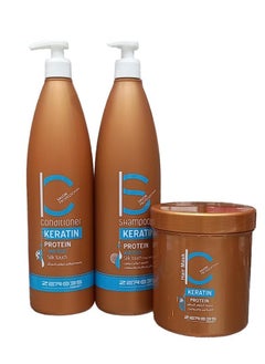 zero35 Shampoo 1000ml And Conditioner 1000ml And Mask 1000ml Italian Keratin Protein Anti Frizz Kit For Hair Treatment Free Of Sulphate And Salt 