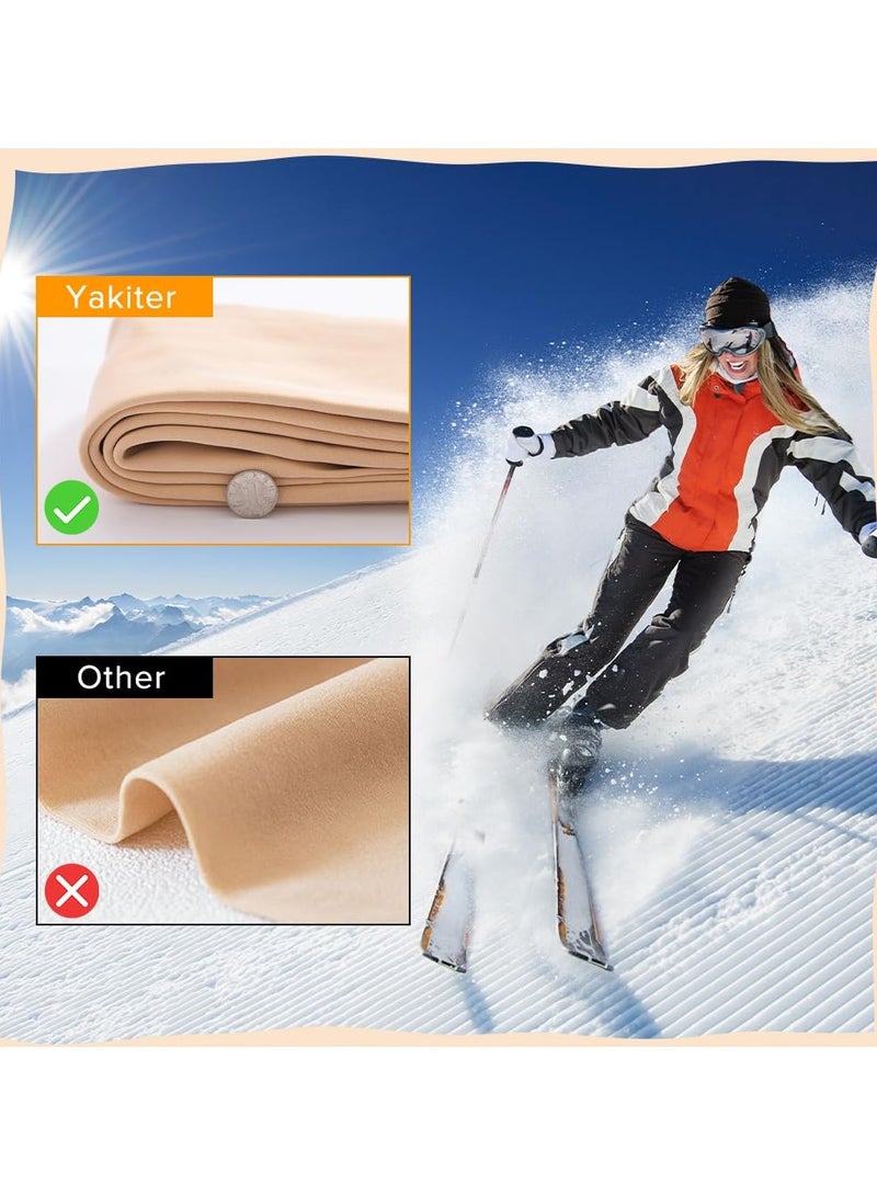 Yakiter Women Winter Fleece Lined Tights High Waist Stretchy Warm Thick Winter Socks （Beige） - Image 4