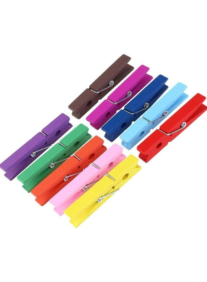 Oasisgalore 50 PCS 2.9" Colored Wooden Clothespins - 10 Colors for Picture, Photo, Decorative Clips (Colorful) - Image 1