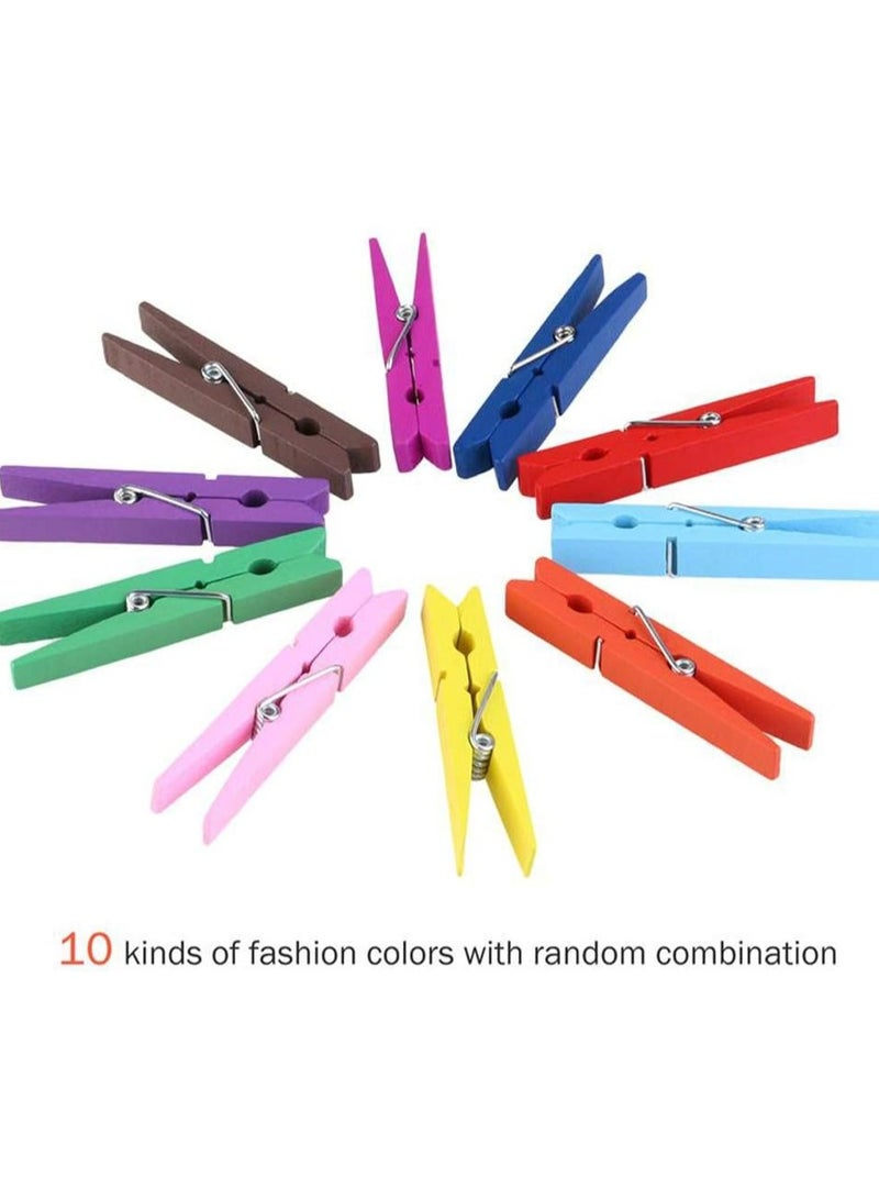 Oasisgalore 50 PCS 2.9" Colored Wooden Clothespins - 10 Colors for Picture, Photo, Decorative Clips (Colorful) - Image 3