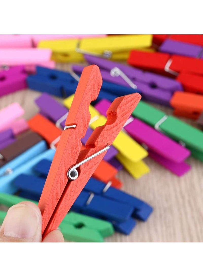 Oasisgalore 50 PCS 2.9" Colored Wooden Clothespins - 10 Colors for Picture, Photo, Decorative Clips (Colorful) - Image 4