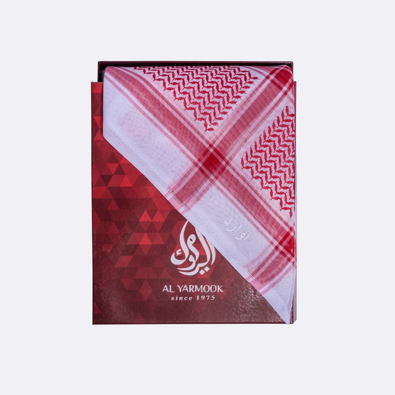 اليرموك غطاء رجالي شالات وشاح عربي أحمر وأبيض غطاء رأس شماغ عربي - مقاس الجائزة 55 قطعة واحدة - Image 3