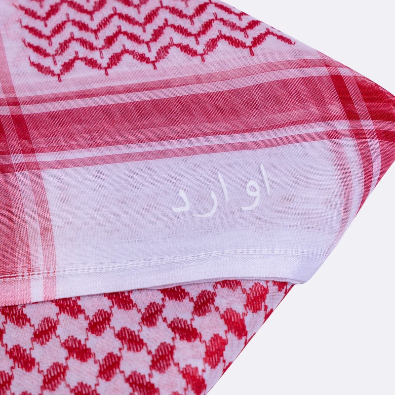 اليرموك غطاء رجالي شالات وشاح عربي أحمر وأبيض غطاء رأس شماغ عربي - مقاس الجائزة 55 قطعة واحدة - Image 2
