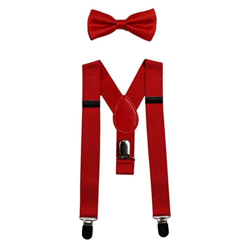 Sinen Baby Suspenders and Bow Tie Set Adjustable Kids Suspender Bowtie Sets for Boys and Girls-Red - Image 4