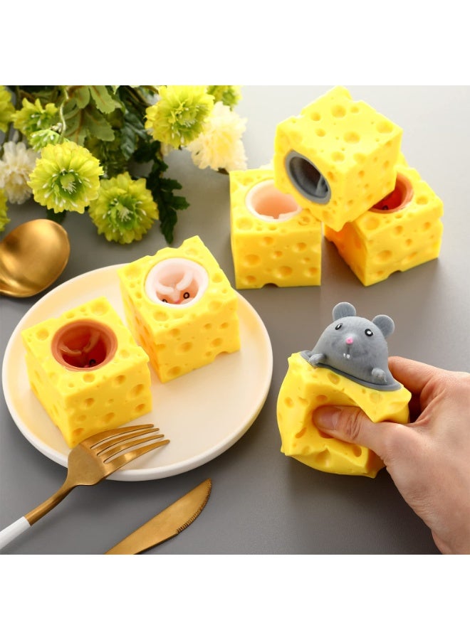 ARGT Squeeze Cheese Toy with Pop-Up Mice – Sensory Fidget Stress Relief Toy for Kids, Fun Animal Surprise Cubes Mouse Toys for Birthday Gifts Stress Relief Party Favors (3pc) - Image 5