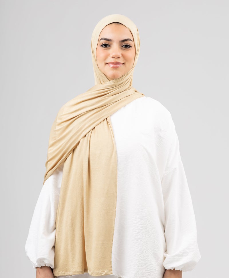 Luxurious Lycra Scarf — Sepia Beige