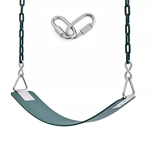REZNOR Heavy Duty Flexible Swing Seat with Metal Triangle Ring, 60" Anti-Rust Chain Set for Kids & Adults, Playground, Jungle & Gym, Green - Image 1