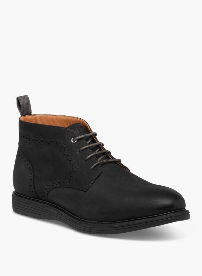 DUCHINI Men's Solid Lace-Up Boots with Pull Tabs - Image 1