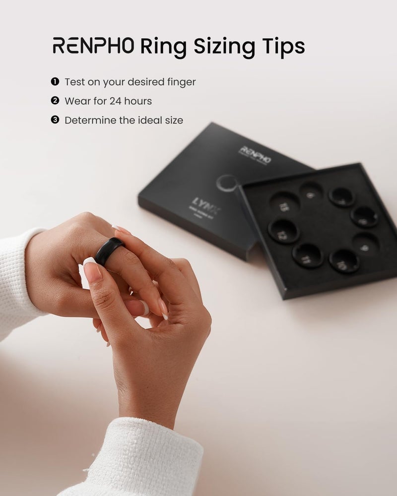 RENPHO Lynx Smart Ring-Sizing Kit, Size Before You Buy(Tar Black, Size 6-13) - Image 3