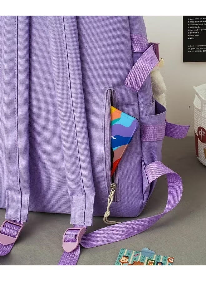 مجموعة حقائب الظهر، 4 قطع حقيبة ظهر نسائية جديدة من قماش أكسفورد مع حقيبة كروس وحقيبة أقلام، حقائب يومية كاجوال وحقائب كتب وحقائب كمبيوتر محمول وحقيبة ظهر للكمبيوتر المحمول، حقيبة ظهر عصرية للأطفال للفتيات الصغار في المدرسة الثانوية سعة كبيرة للأطفال - Image 5