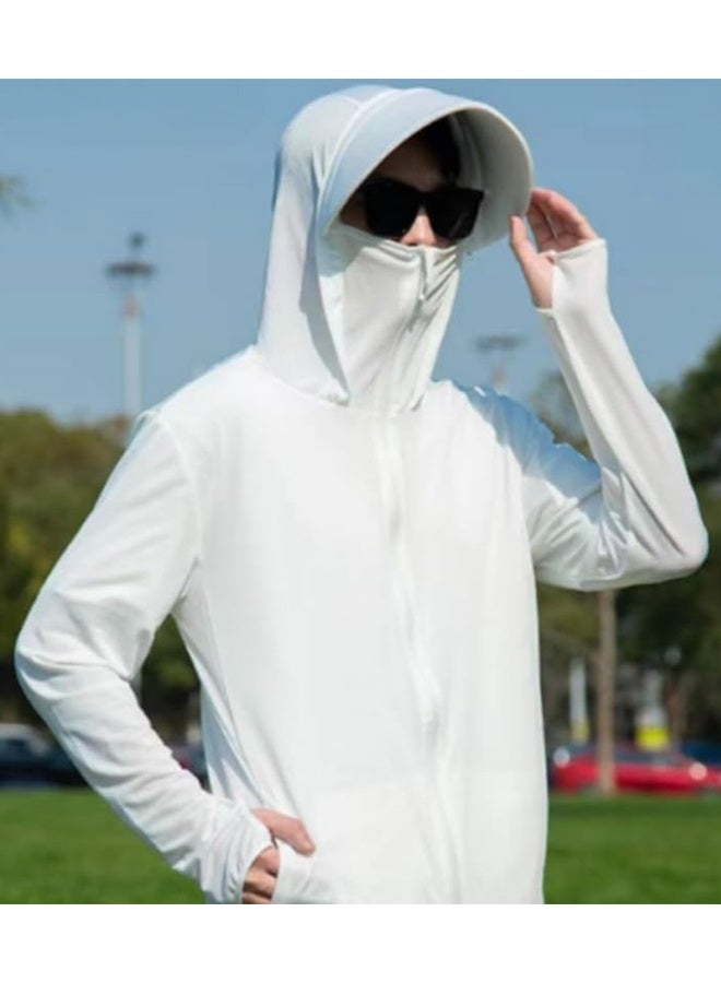 Generic Men's UPF 50+ Sun Protection Lightweight Hoodie Performance Long Sleeve SPF UV Shirt for Fishing Running 3XL (White) - Image 3