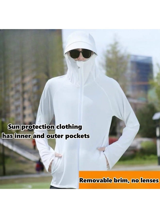 Generic Men's UPF 50+ Sun Protection Lightweight Hoodie Performance Long Sleeve SPF UV Shirt for Fishing Running 3XL (White) - Image 4