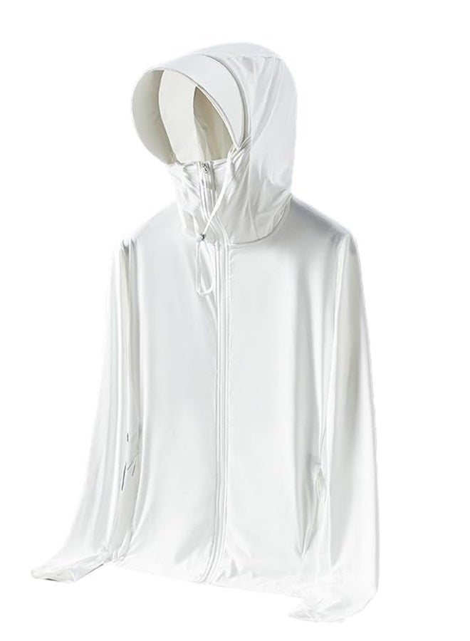 Generic Men's UPF 50+ Sun Protection Lightweight Hoodie Performance Long Sleeve SPF UV Shirt for Fishing Running 3XL (White) - Image 1
