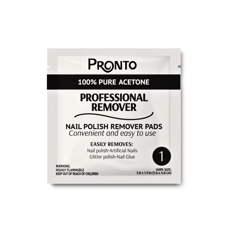 Pronto Nail Polish Remover Pads, 10 Pcs. Individually Wrapped Acetone Wipes, Pure Acetone Wipes Remover For Salon & Home - Quick Polish Nail Soak Pads - Image 2