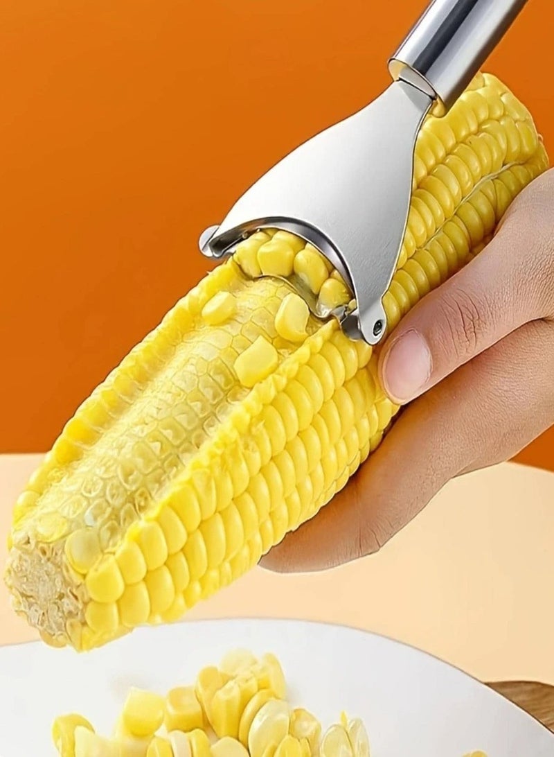 Stainless Steel Corn Peeler Tool with Ergonomic Handle  - Image 1