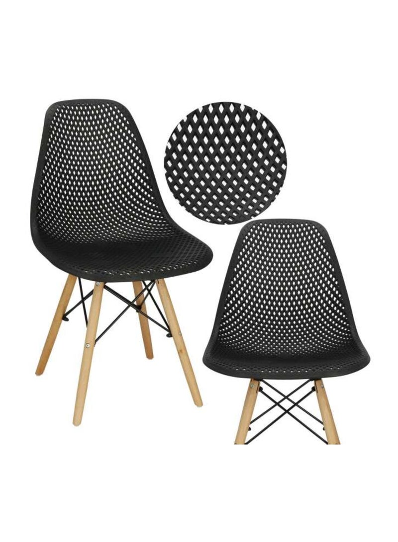 MAAS Modern and Elegant Design Plastic Dining Chair with Natural Wood Legs for Kitchen, Dining Room, Bedroom and Living Room - Image 2