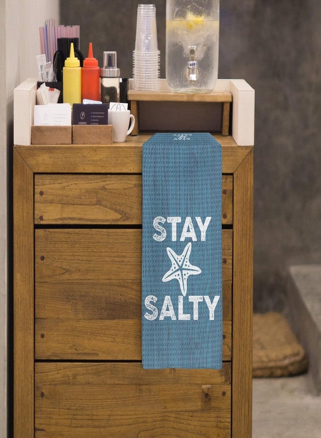 Tzhim Nautical Kitchen Towels, Coastal Beach House Hand Towels, Blue Nautical Starfish Stay Salty Dish Towel Dishcloths Tea Towel for Kitchen, Blue Coastal NauticalKitchen Bathroom Decor, 16x24in - Image 5