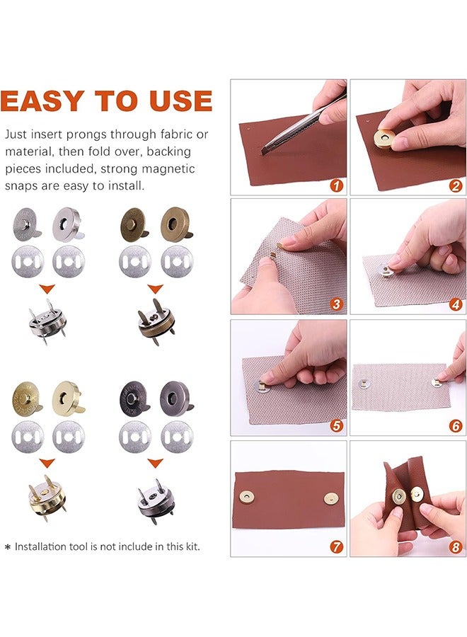 HY Magnetic Button Clasps Snaps Fastener Clasps for Sewing, Craft, Purses, Bags, Clothes, Leather 40 Sets(18mm-4 Colors) - Image 4