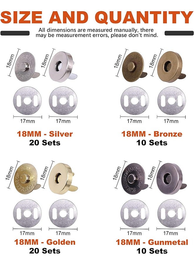 HY Magnetic Button Clasps Snaps Fastener Clasps for Sewing, Craft, Purses, Bags, Clothes, Leather 40 Sets(18mm-4 Colors) - Image 2