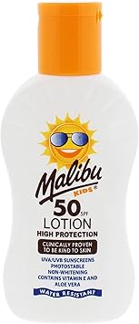 Malibu لوسيون واقي من الشمس للأطفال مالibu عالي الحماية مقاوم للماء SPF 50 100 مل - Image 1
