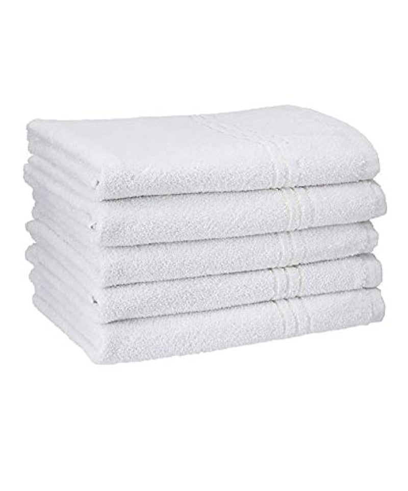 B.H Pure Cotton White Bath Towel - Pack of 5 (Size - 27x54 inch) - Image 3