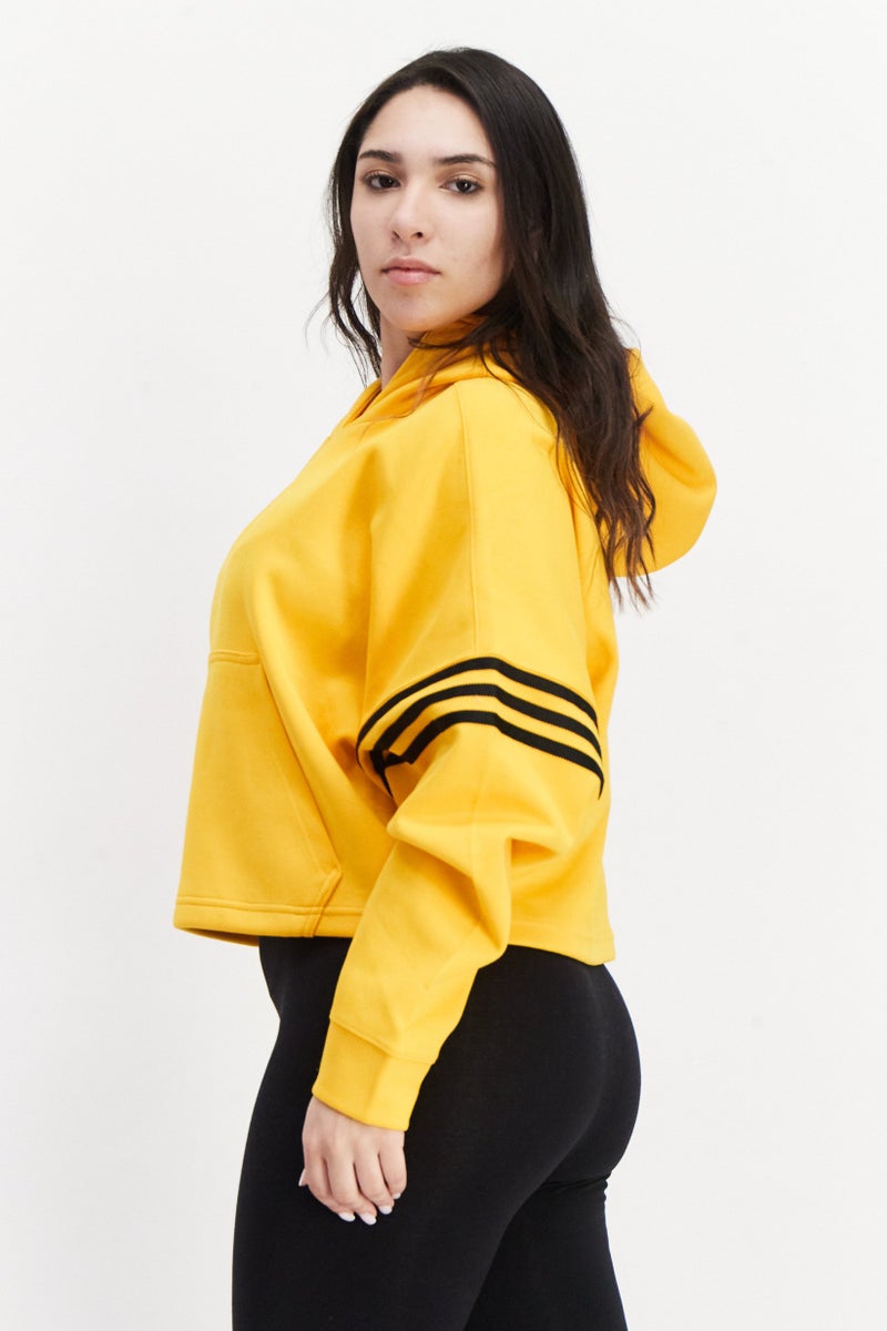 adidas Originals Women Sportswear Fit Embroidered Logo Outdoor Hoodie, Yellow - Image 3